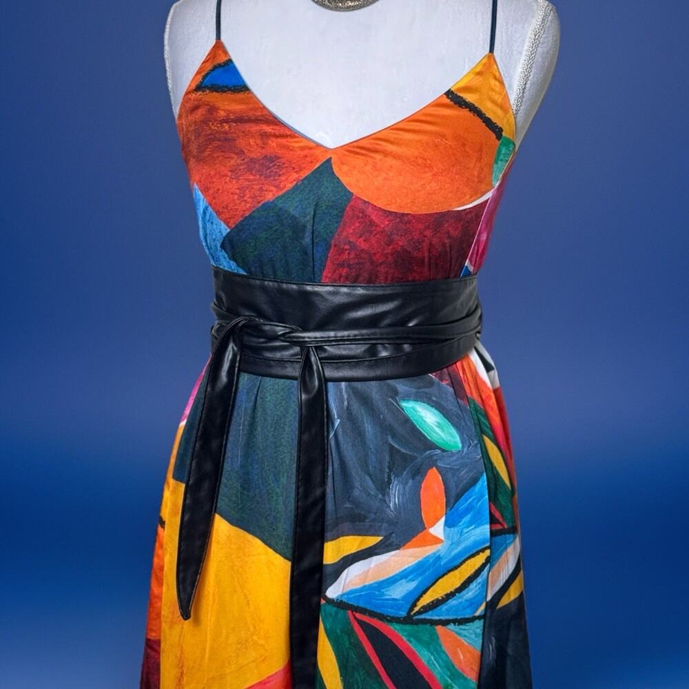 Nicole Miller Colorful Maxi Dress - Boho Summer - Vacation- Sundress - Luxe